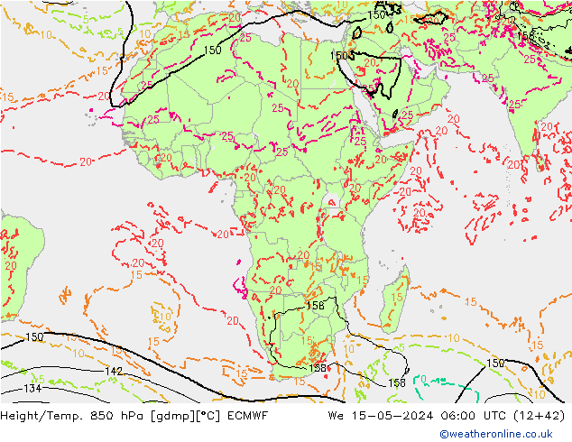 Height/Temp. 850 hPa ECMWF śro. 15.05.2024 06 UTC