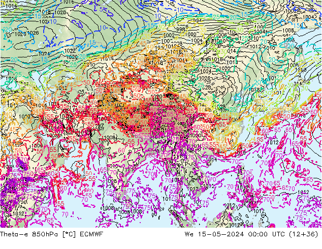 Theta-e 850hPa ECMWF Çar 15.05.2024 00 UTC