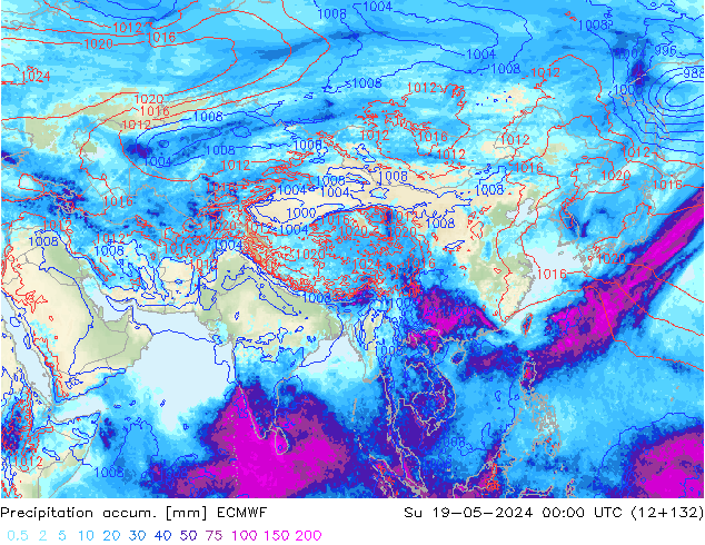 Totale neerslag ECMWF zo 19.05.2024 00 UTC