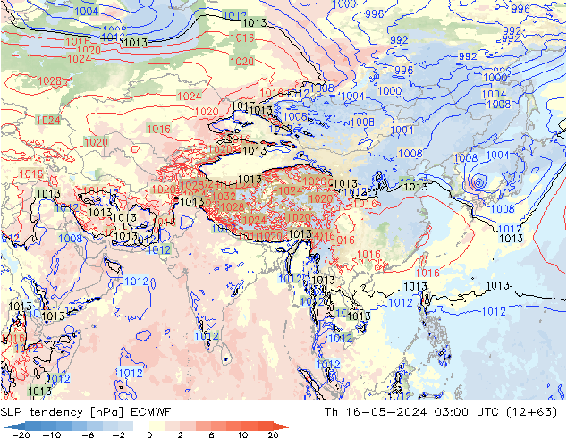 Druktendens (+/-) ECMWF do 16.05.2024 03 UTC