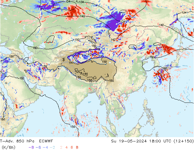 T-Adv. 850 hPa ECMWF dim 19.05.2024 18 UTC