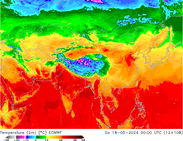 température (2m) ECMWF sam 18.05.2024 00 UTC