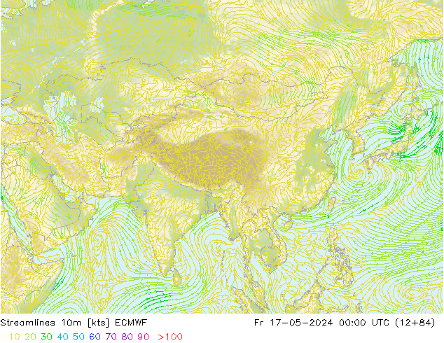 Linea di flusso 10m ECMWF ven 17.05.2024 00 UTC