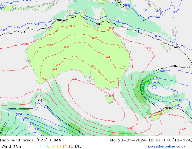 yüksek rüzgarlı alanlar ECMWF Pzt 20.05.2024 18 UTC