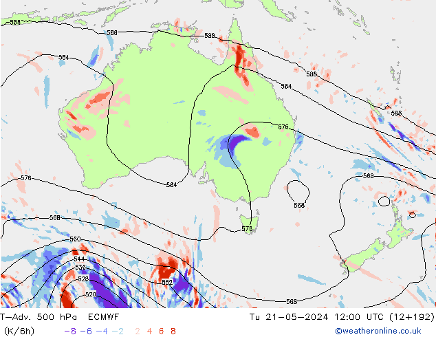 T-Adv. 500 hPa ECMWF mar 21.05.2024 12 UTC