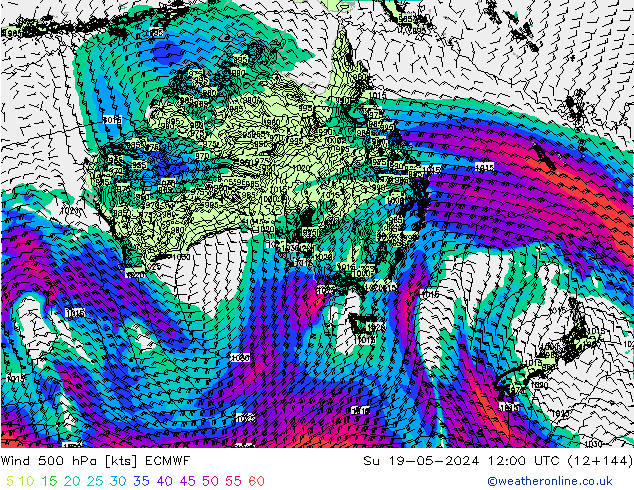 Wind 500 hPa ECMWF So 19.05.2024 12 UTC