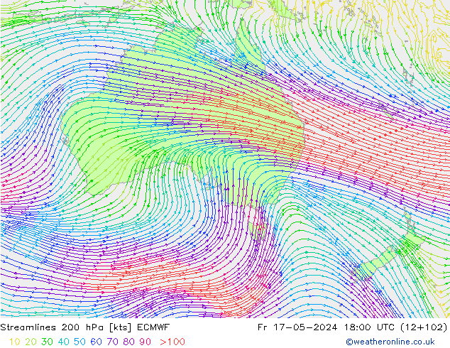 ветер 200 гПа ECMWF пт 17.05.2024 18 UTC