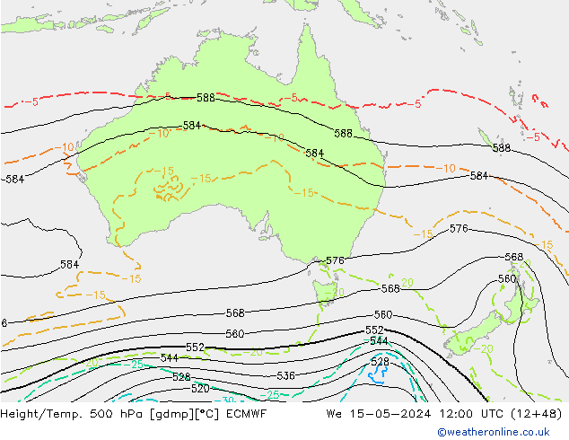 Z500/Regen(+SLP)/Z850 ECMWF wo 15.05.2024 12 UTC