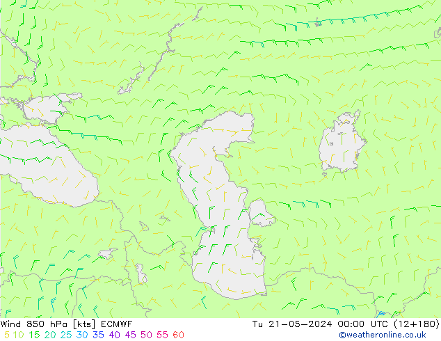 Wind 850 hPa ECMWF Tu 21.05.2024 00 UTC