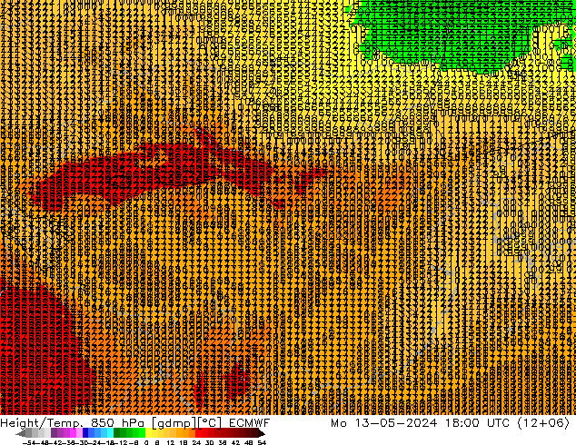 Z500/Rain (+SLP)/Z850 ECMWF 星期一 13.05.2024 18 UTC