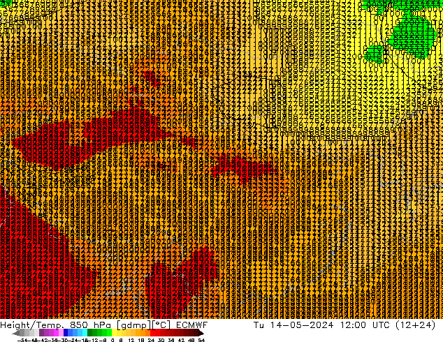 Z500/Rain (+SLP)/Z850 ECMWF 星期二 14.05.2024 12 UTC