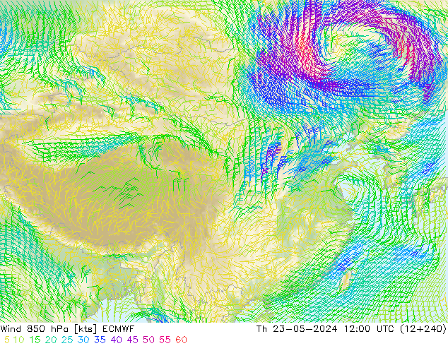 风 850 hPa ECMWF 星期四 23.05.2024 12 UTC
