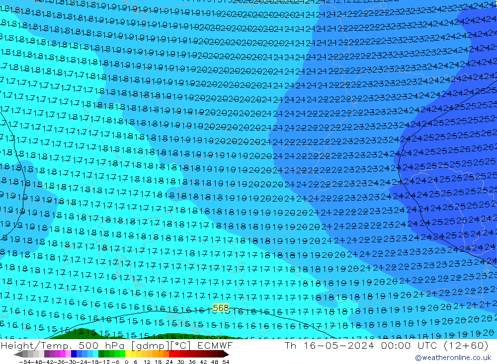 Z500/Rain (+SLP)/Z850 ECMWF  16.05.2024 00 UTC