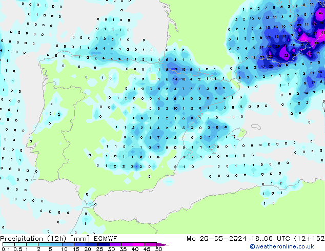 Yağış (12h) ECMWF Pzt 20.05.2024 06 UTC