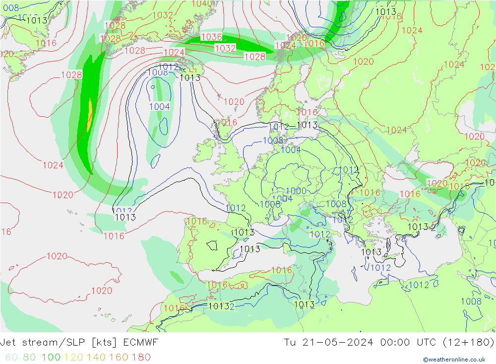 Polarjet/Bodendruck ECMWF Di 21.05.2024 00 UTC