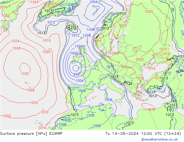 Presión superficial ECMWF mar 14.05.2024 12 UTC