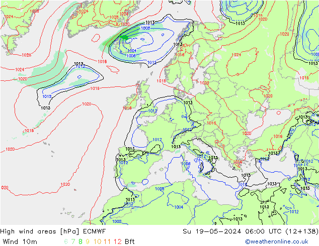 High wind areas ECMWF Ne 19.05.2024 06 UTC