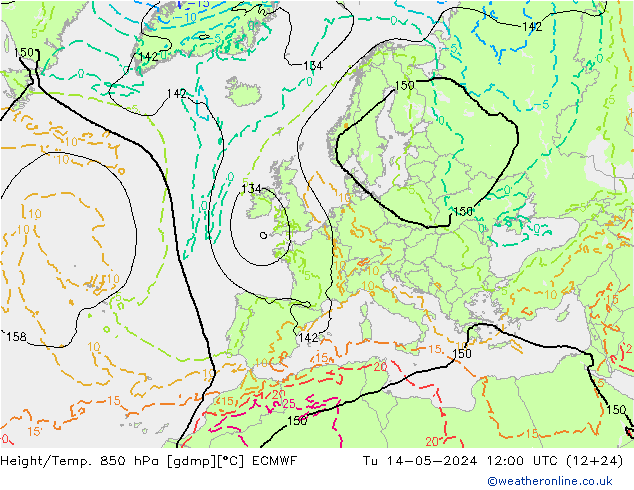 Z500/Regen(+SLP)/Z850 ECMWF di 14.05.2024 12 UTC