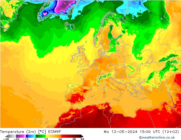 température (2m) ECMWF lun 13.05.2024 15 UTC