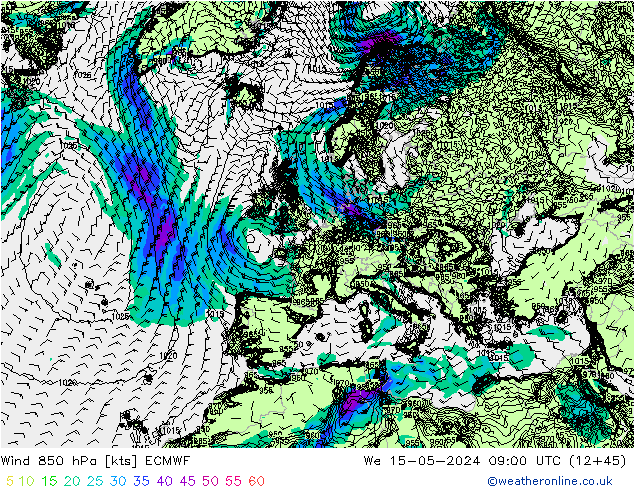 Wind 850 hPa ECMWF We 15.05.2024 09 UTC
