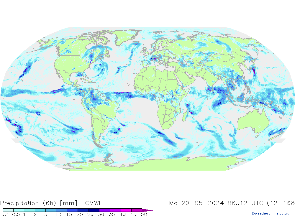 Z500/Rain (+SLP)/Z850 ECMWF пн 20.05.2024 12 UTC