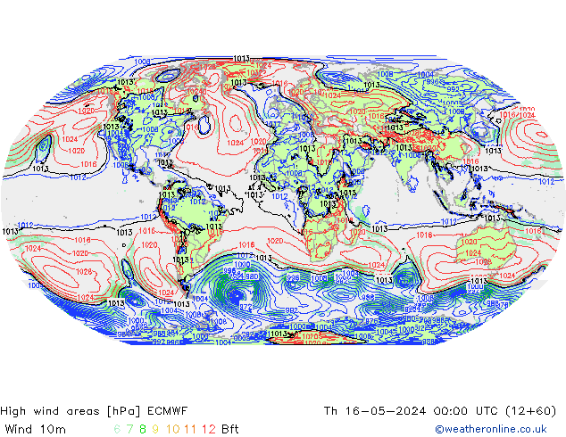 High wind areas ECMWF Th 16.05.2024 00 UTC