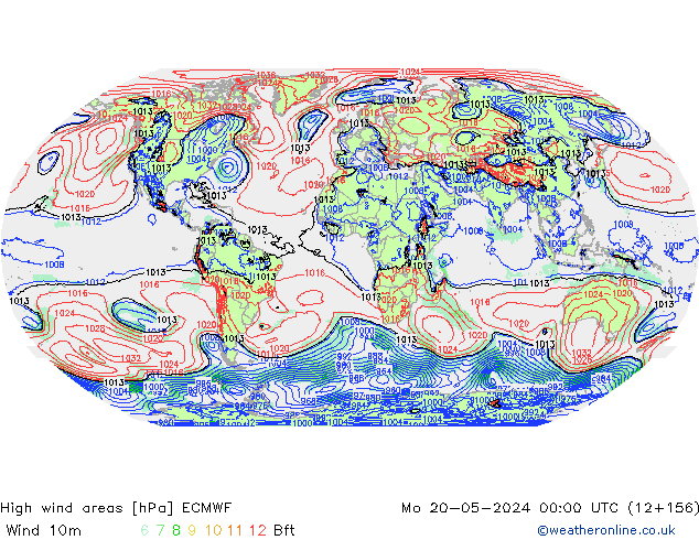 High wind areas ECMWF Po 20.05.2024 00 UTC