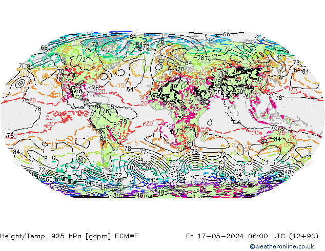 Height/Temp. 925 гПа ECMWF пт 17.05.2024 06 UTC