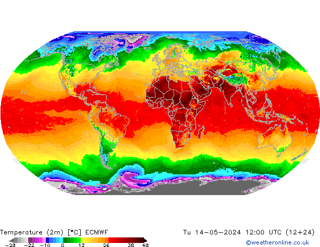 Temperatura (2m) ECMWF mar 14.05.2024 12 UTC