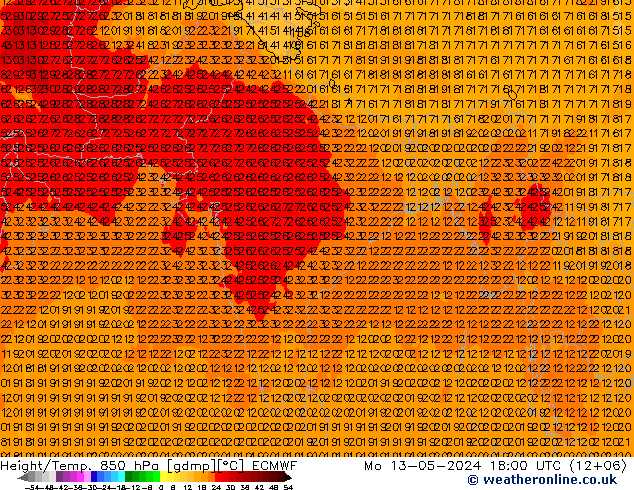 Z500/Rain (+SLP)/Z850 ECMWF пн 13.05.2024 18 UTC