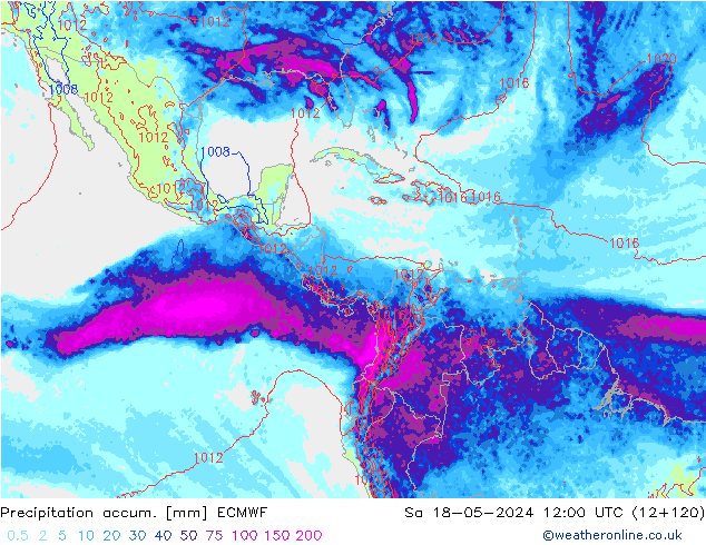 Precipitation accum. ECMWF sab 18.05.2024 12 UTC