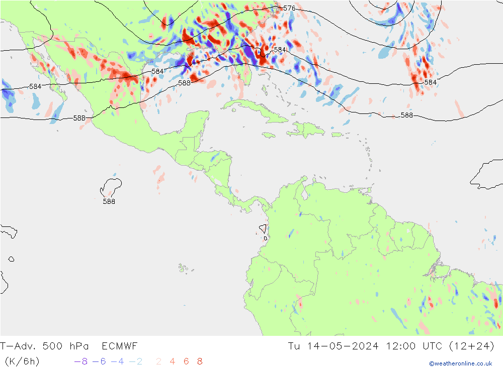 T-Adv. 500 hPa ECMWF di 14.05.2024 12 UTC