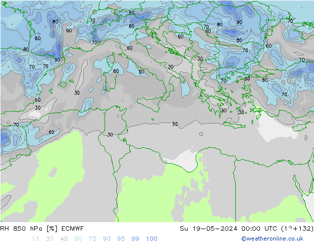 850 hPa Nispi Nem ECMWF Paz 19.05.2024 00 UTC