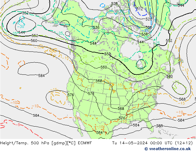 Z500/Rain (+SLP)/Z850 ECMWF  14.05.2024 00 UTC