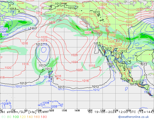 Jet Akımları/SLP ECMWF Paz 19.05.2024 12 UTC
