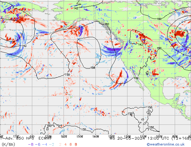 T-Adv. 850 hPa ECMWF Po 20.05.2024 12 UTC