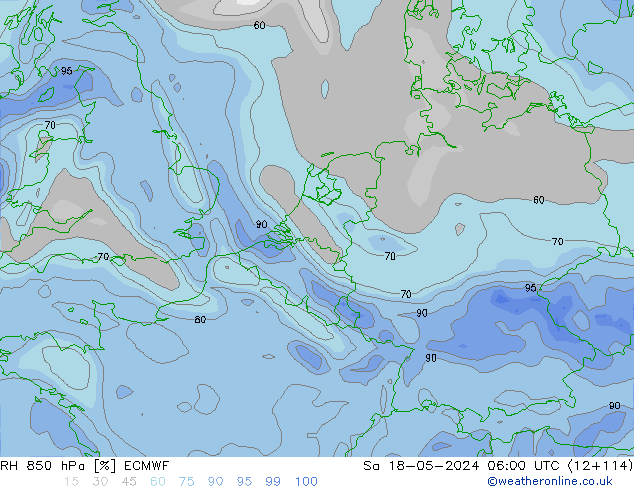 RV 850 hPa ECMWF za 18.05.2024 06 UTC