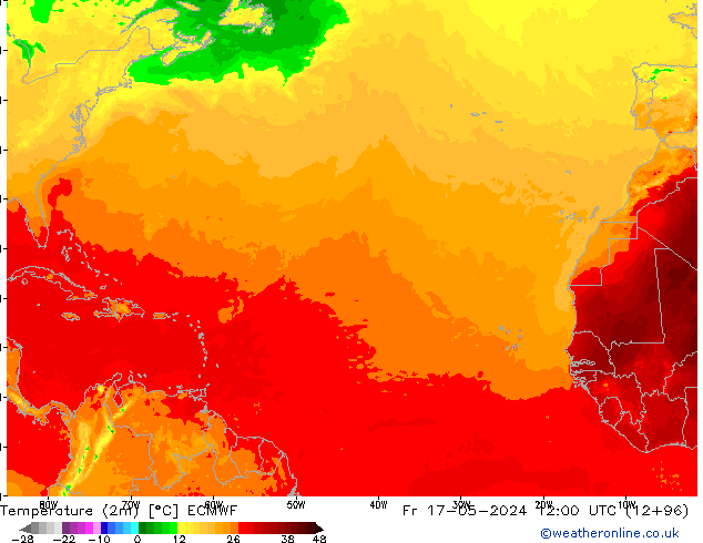 Sıcaklık Haritası (2m) ECMWF Cu 17.05.2024 12 UTC