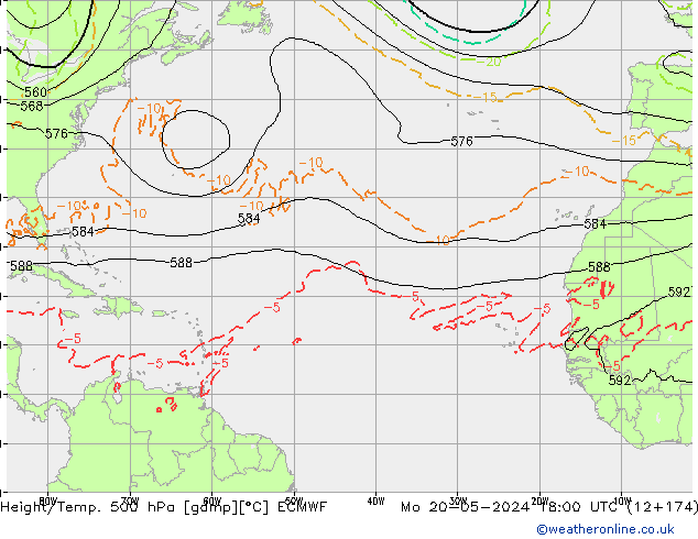 Z500/Rain (+SLP)/Z850 ECMWF  20.05.2024 18 UTC