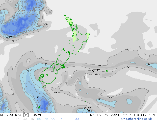 RH 700 hPa ECMWF  13.05.2024 12 UTC