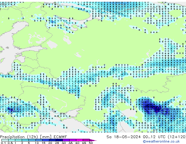 Precipitation (12h) ECMWF So 18.05.2024 12 UTC