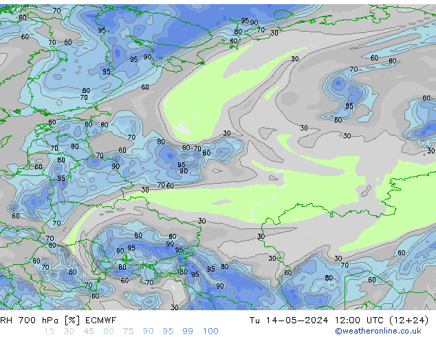 RV 700 hPa ECMWF di 14.05.2024 12 UTC