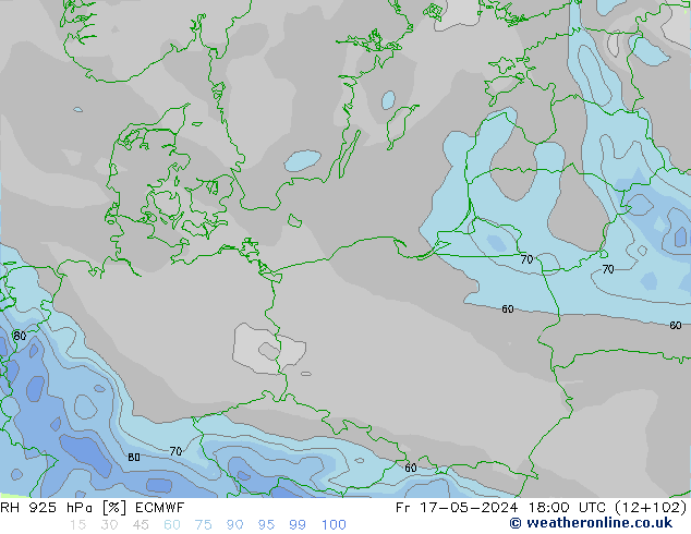 RH 925 hPa ECMWF Fr 17.05.2024 18 UTC