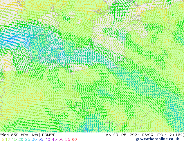 Wind 850 hPa ECMWF Mo 20.05.2024 06 UTC