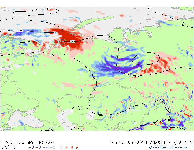 T-Adv. 850 hPa ECMWF lun 20.05.2024 06 UTC