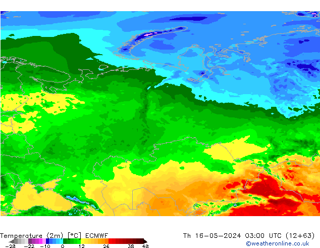 карта температуры ECMWF чт 16.05.2024 03 UTC