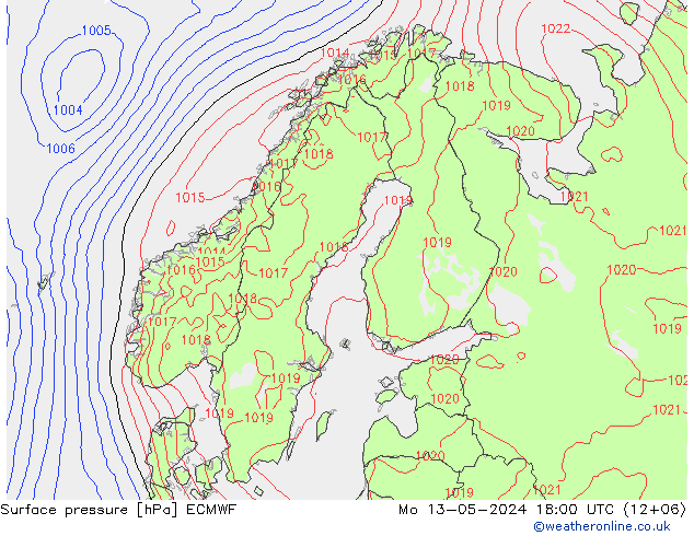 ciśnienie ECMWF pon. 13.05.2024 18 UTC