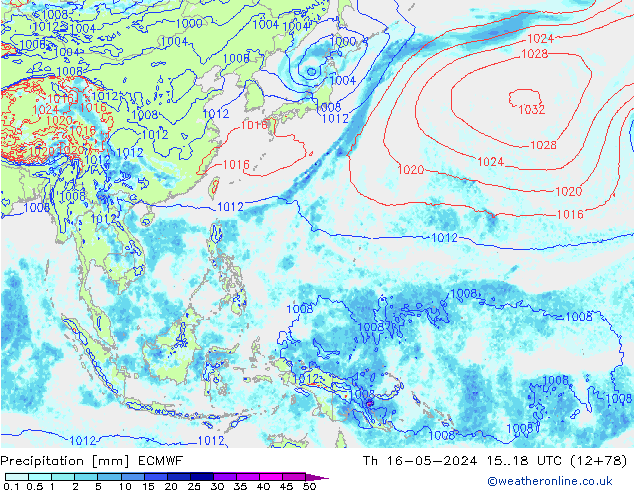 Niederschlag ECMWF Do 16.05.2024 18 UTC