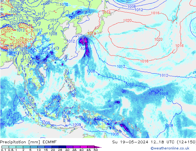 Niederschlag ECMWF So 19.05.2024 18 UTC