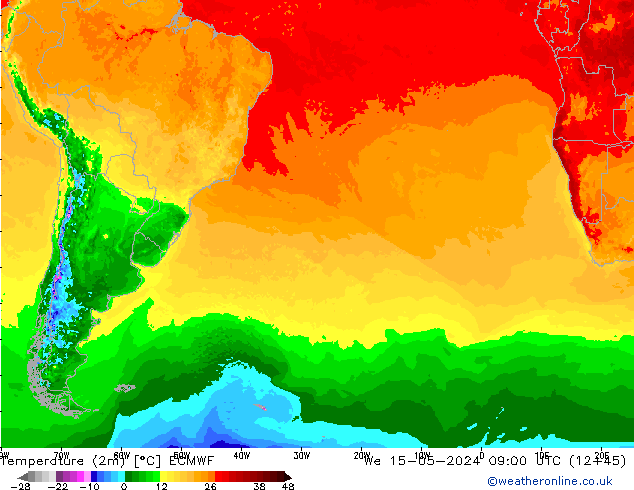 Sıcaklık Haritası (2m) ECMWF Çar 15.05.2024 09 UTC